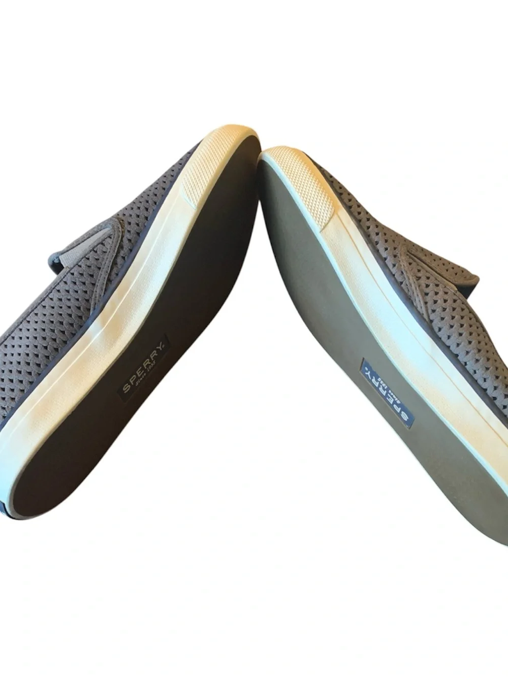 Sperry Seaside Perforated Slip On Sneakers Grey Womens Size 8.5 M